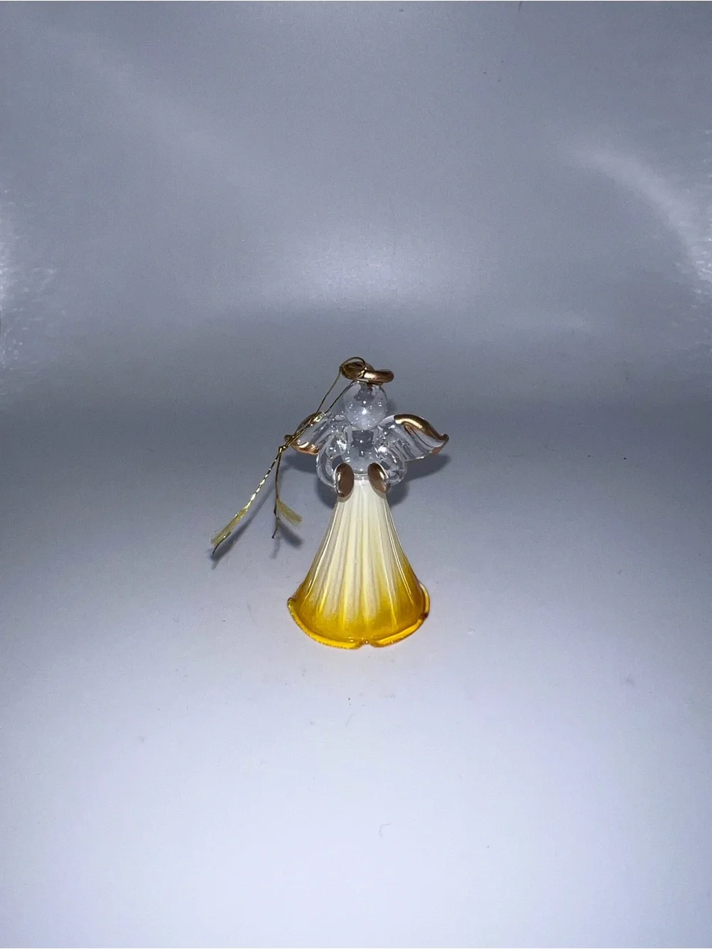 Glass Angel Ornament Pendant in Yellow and Clear